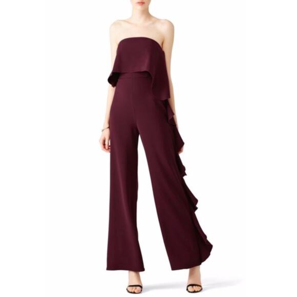 ALEXIS Kendall Ruffle Strapless Jumpsuit in Plum Size Small